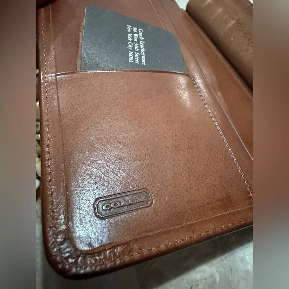 Coach water buffalo tan leather vintage planner